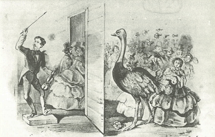 Karikatur über Strauss-Begeisterung 1857, in: Katalog „Johann Strauß in Rußland“, Schneider, Tutzing 1995. Strauss9